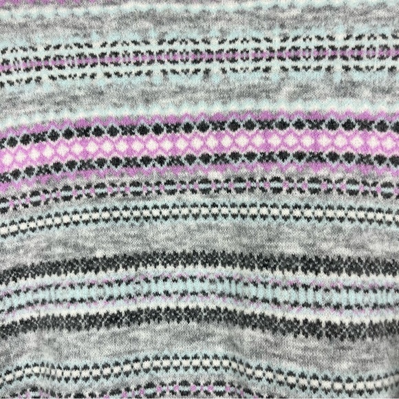 Talbots Fair Isle Button Front Cardigan Womens 3X Gray Purple V-Neck Sweater - Picture 8 of 11